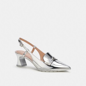 Coach Nikola Hybrid Slingback In Silver Metallic シルバー | COH865743