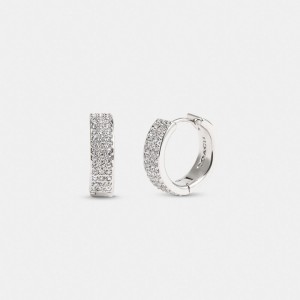Coach Pavé Huggie Earrings シルバー | COH866074