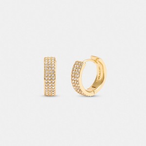 Coach Pavé Huggie Earrings ゴールド | COH866092