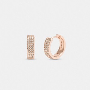 Coach Pavé Huggie Earrings ピンク ゴールド | COH866193