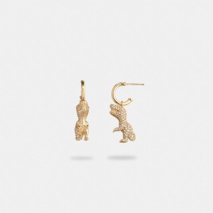 Coach Pavé Rexy Huggie Earrings ゴールド | COH866217