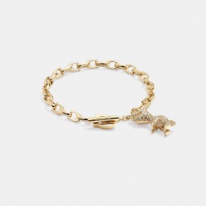 Coach Pavé Rexy Signature Chain Bracelet ゴールド | COH866148