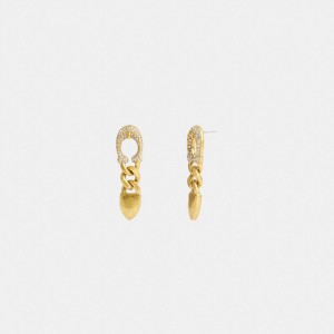 Coach Pavé Signature Buckle Chain Earrings ゴールド | COH866221