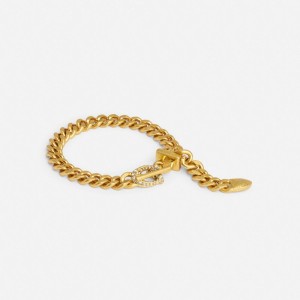 Coach Pavé Signature Buckle Curb Chain Bracelet ゴールド | COH866226