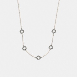 Coach Pavé Tea Rose Necklace ゴールド | COH866108