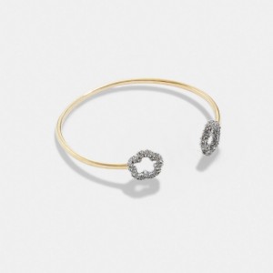 Coach Pavé Tea Rose Open Cuff Bracelet ゴールド | COH866126