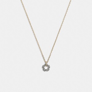 Coach Pavé Tea Rose Pendant Necklace ゴールド | COH866099