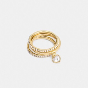 Coach Pearl Heart Ring Set ゴールド | COH866203