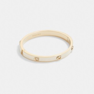 Coach Pegged Signature Hinged Bangle ゴールド | COH866093