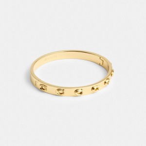 Coach Pegged Signature Hinged Bangle ゴールド | COH866190