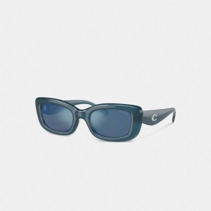 Coach Pillow Tabby Narrow Rectangle Sunglasses 青 | COH866330
