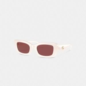 Coach Pillow Tabby Narrow Rectangle Sunglasses 白 | COH866385