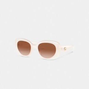 Coach Pillow Tabby Round Sunglasses 白 | COH866331