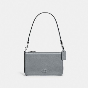 Coach Pouch Bag With Signature Canvas グレー 青 | COH865238