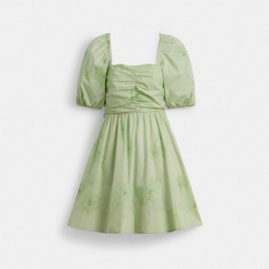 Coach Puff Sleeve Mini Dress 緑 | COH866054