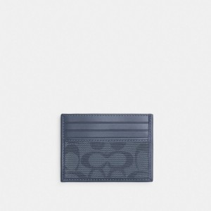 Coach Refined Card Case In Signature Canvas Jacquard ネイビー | COH866773