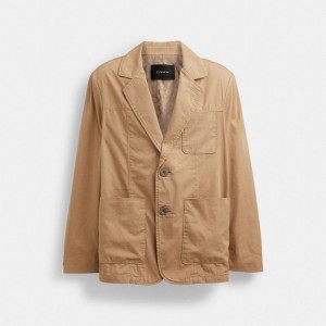Coach Regenerative Cotton Casual Lightweight Blazer カーキ | COH866867