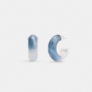 Coach Resin Tie Dye Hoop Earrings シルバー 青 | COH866223
