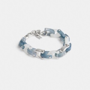 Coach Resin Tie Dye Signature Link Bracelet シルバー 青 | COH866204