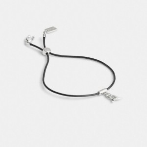 Coach Rexy Leather Slider Bracelet シルバー 黒 | COH866230