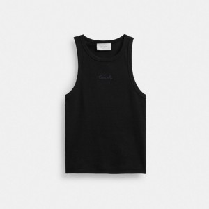Coach Ribbed Script Tank Top 黒 | COH865950