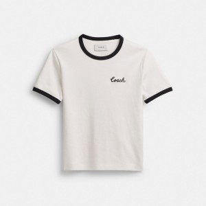 Coach Ringer T Shirt 白 | COH865990