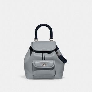 Coach Riya Backpack 21 In Colorblock シルバー グレー 青 カラー | COH865458