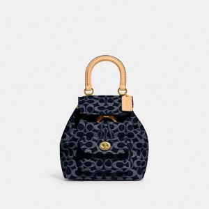 Coach Riya Backpack 21 In Signature Denim 青 青 | COH865479