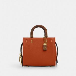 Coach Rogue 20 In Regenerative Leather With Snakeskin Detail ブラウン | COH865173