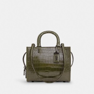 Coach Rogue Bag 25 In Alligator 青 グレー オリーブ | COH865179