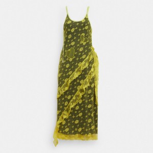 Coach Ruffle Lace Dress 黄色 | COH866062