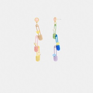 Coach Safety Pin Charm Drop Earrings ゴールド カラー | COH866162