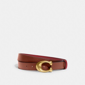 Coach Sculpted C Buckle Cut To Size Reversible Belt, 32 Mm 赤 | COH866313