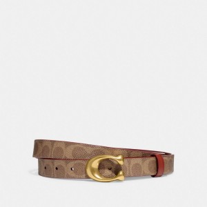 Coach Sculpted C Buckle Cut To Size Reversible Belt, 25 Mm ブラウン 赤 | COH866321