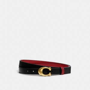 Coach Sculpted C Buckle Cut To Size Reversible Belt, 25 Mm 黒 赤 | COH866322