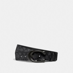 Coach Sculpted C Buckle Cut To Size Reversible Belt, 40 Mm 黒 グレー | COH867002
