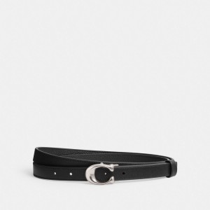 Coach Sculpted Signature Buckle Reversible Belt, 20 Mm シルバー 黒 | COH866316