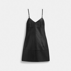Coach Short Leather Dress 黒 | COH866053