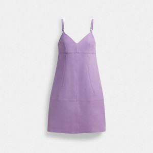 Coach Short Leather Dress 紫 | COH866061