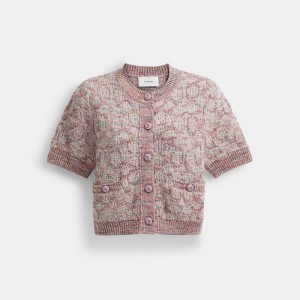 Coach Short Sleeve Knit Top ピンク カラー | COH866004