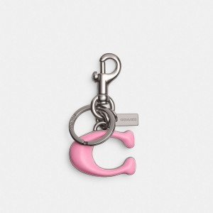 Coach Signature Bag Charm シルバー ピンク | COH866428