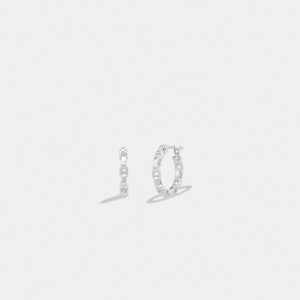 Coach Signature Chain Small Hoop Earrings シルバー | COH866091