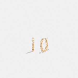 Coach Signature Chain Small Hoop Earrings ゴールド | COH866191