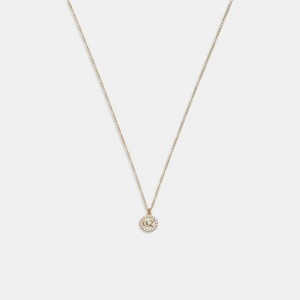 Coach Signature Crystal Pearl Pendant Necklace ゴールド | COH866188