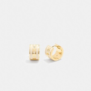 Coach Signature Enamel Hoop Earrings ゴールド | COH866085