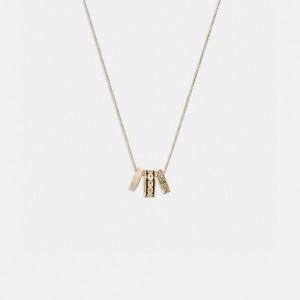 Coach Signature Enamel Necklace ゴールド 黒 | COH866179