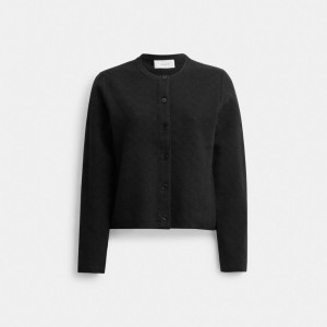 Coach Signature Knit Cropped Cardigan 黒 | COH865958