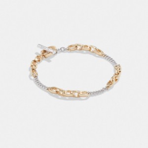 Coach Signature Mixed Chain Bracelet ゴールド シルバー | COH866140