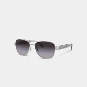 Coach Signature Ombré Narrow Pilot Sunglasses グレー | COH866346