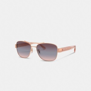 Coach Signature Ombré Narrow Pilot Sunglasses 紫 | COH866378